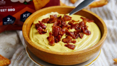 Bacon Cheddar Ranch Dip with Sweet BBQ Keto Chips