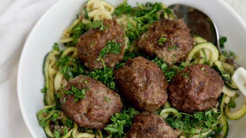 Beef Meatballs over Zoodles