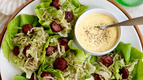 Keto Fried Cabbage & Sausage Lettuce Cups