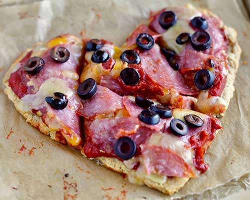 Keto Heart-Shaped Pizza