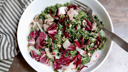 Keto Creamed Spinach & Lamb with Salad