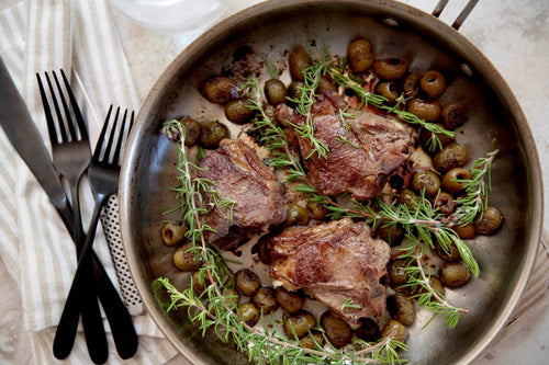 Lamb with Grilled Olives