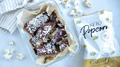 Keto No-Bake Chocolate Granola Bars with Popcorn