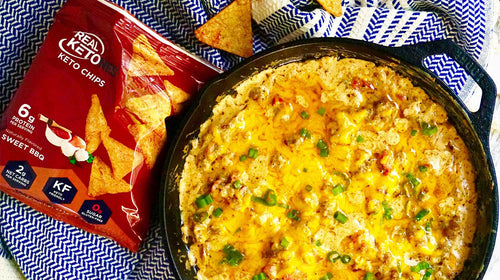 Sausage Cheese Dip with Sweet BBQ Chips