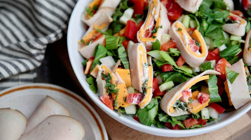 Smoked Turkey & Cheddar Roll Ups Salad