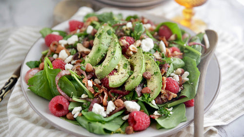 Keto Spinach Salad with Raspberries